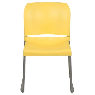 880 Lb. Capacity Gray Full Back Contoured Stack Chair With Black Powder Coated Sled Base - Image 0