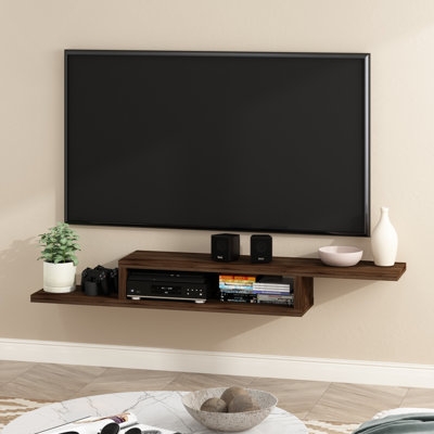 Loon Peak® Indo Wall Mounted Floating Media Console, 60 Inch, Columbia Walnut - Image 0