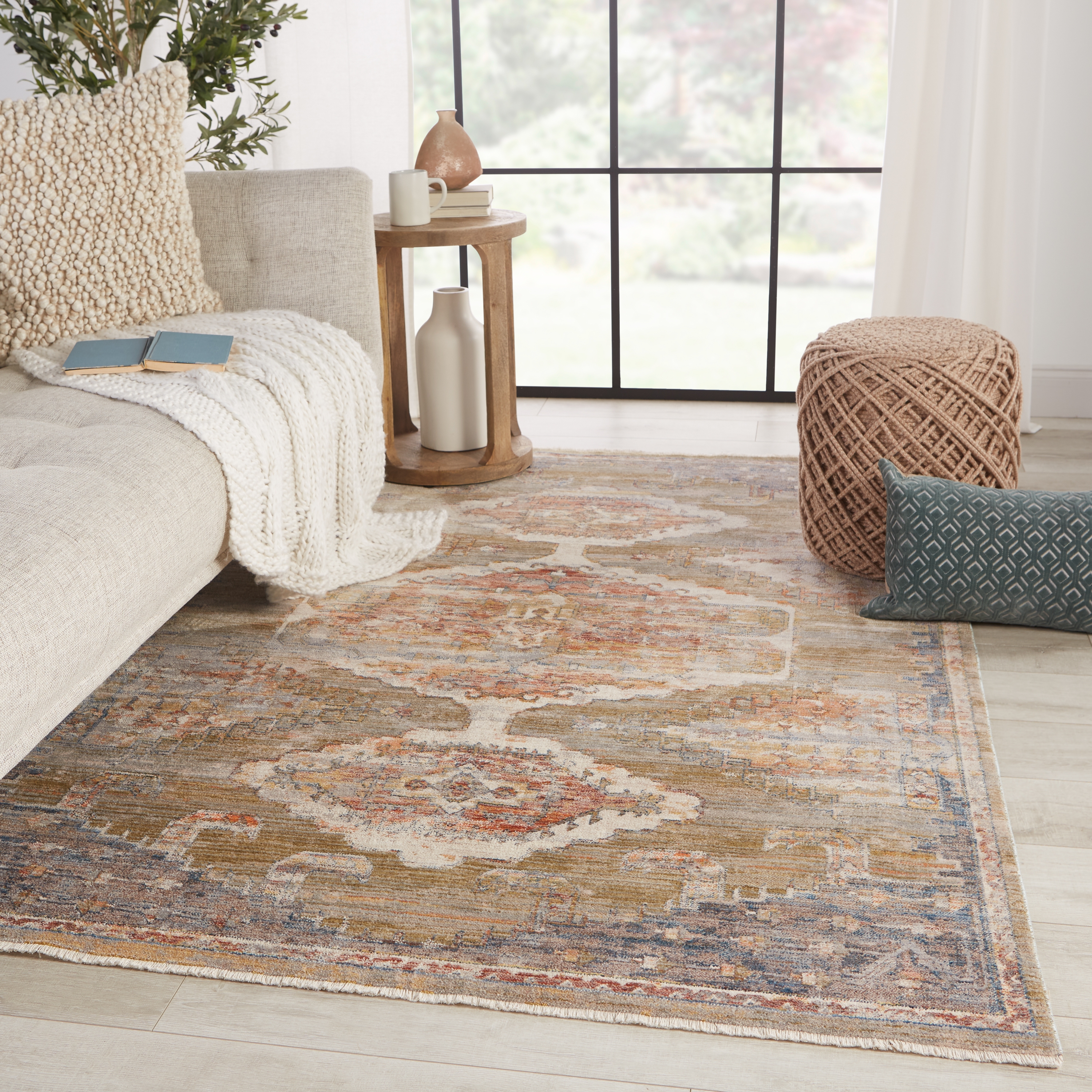 Vibe by Haelyn Medallion Multicolor/ Olive Area Rug (9'3"X13'3") - Image 4