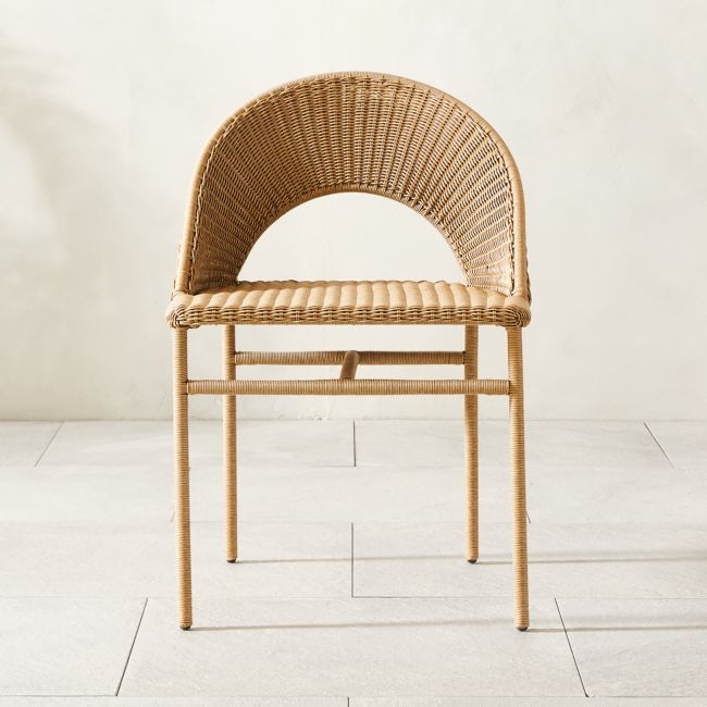 Arly Light Brown All-Weather Rattan Dining Chair - Image 1
