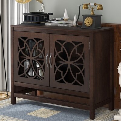 Wood Accent Buffet Sideboard Storage Cabinet With Doors And Adjustable Shelf, Entryway Kitchen Dining Room, Brown - Image 0