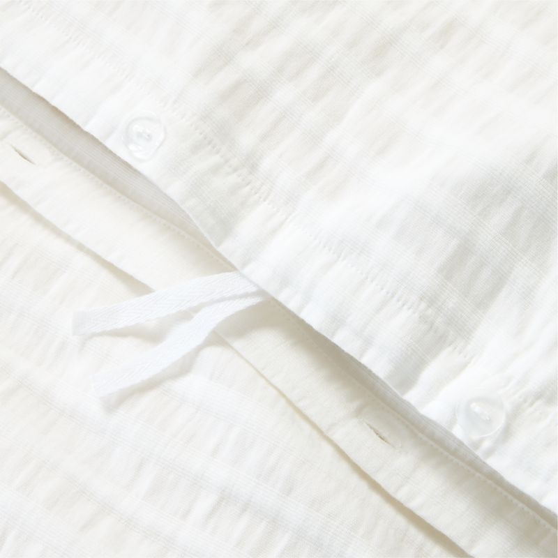 Mitra Organic Cotton Ribbed Jacquard White King Duvet Cover - Image 1