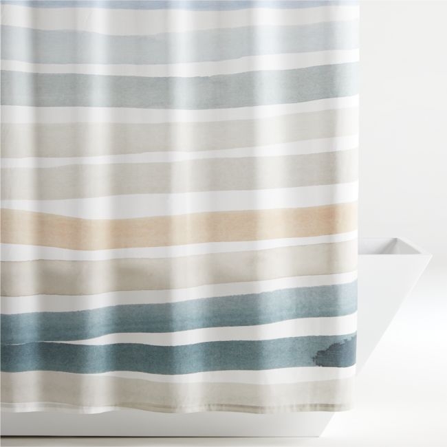 Kasura Stripe Watercolor Shower Curtain - Image 0
