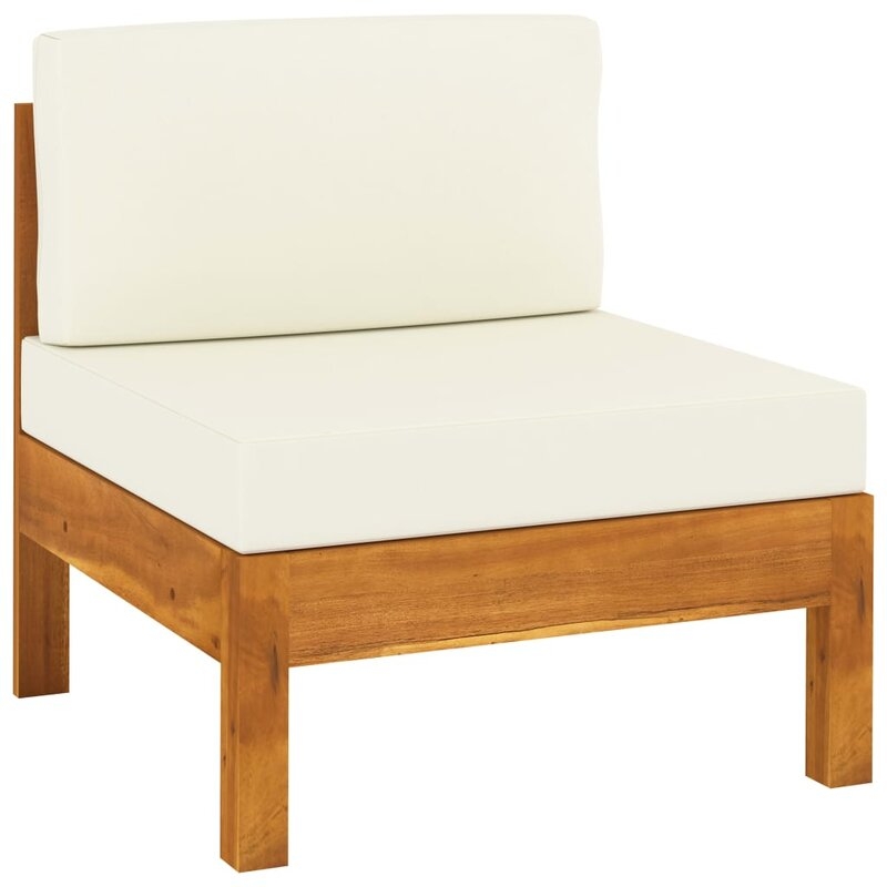 Outdoor Patio Sofa, Acacia Wood, Cream White - Image 3