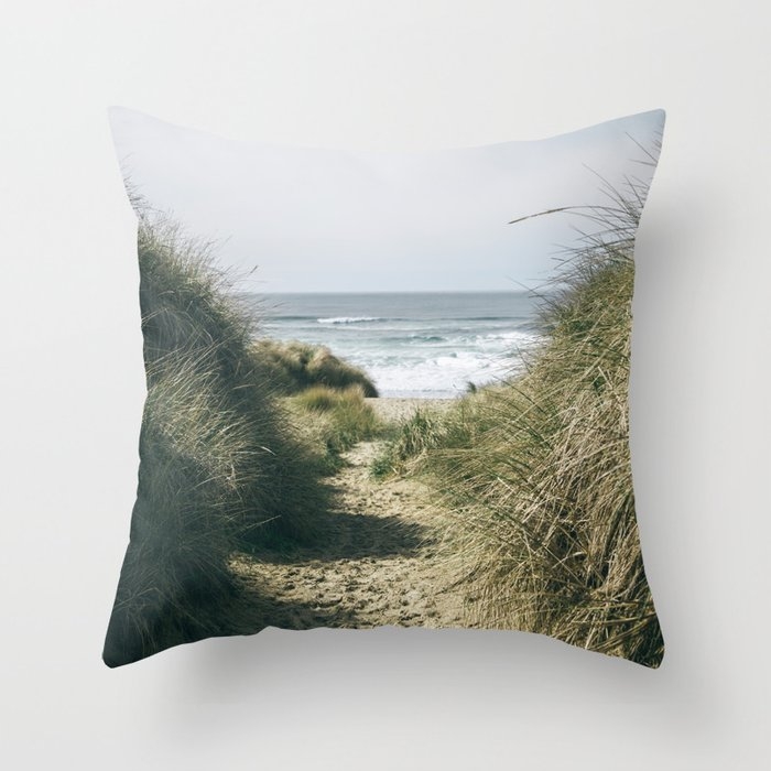 To The Beach Couch Throw Pillow by Hannah Kemp - Cover (18" x 18") with pillow insert - Outdoor Pillow - Image 0