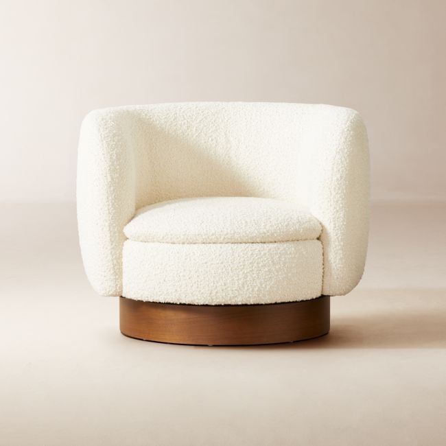 Muir White Boucle Swivel Chair - Image 0