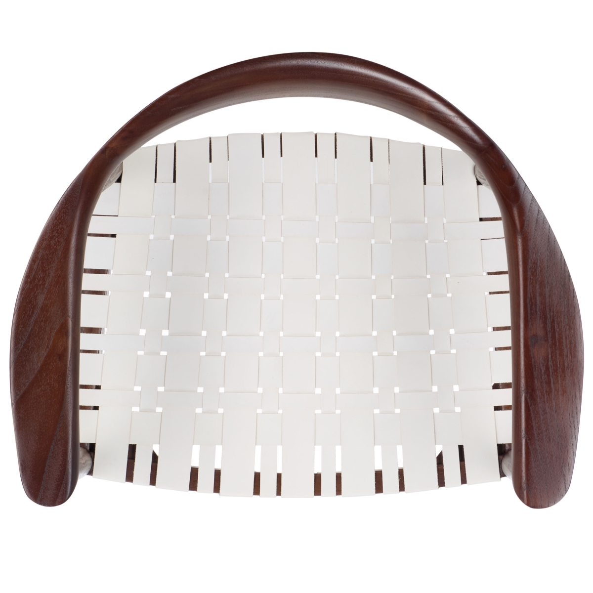 Baden Leather Woven Arm Chair - White / Brown - Safavieh - Image 5