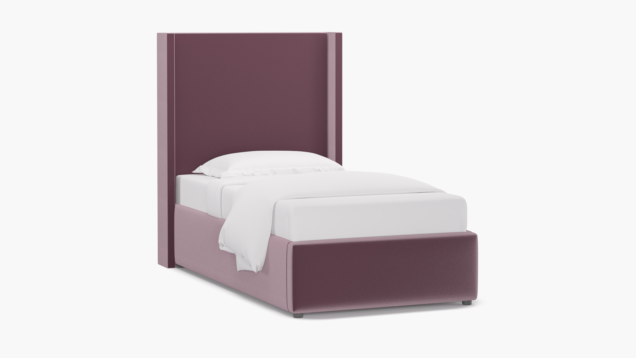 Modern Wingback Bed, Lavender Performance Plush Velvet, Twin - Image 1