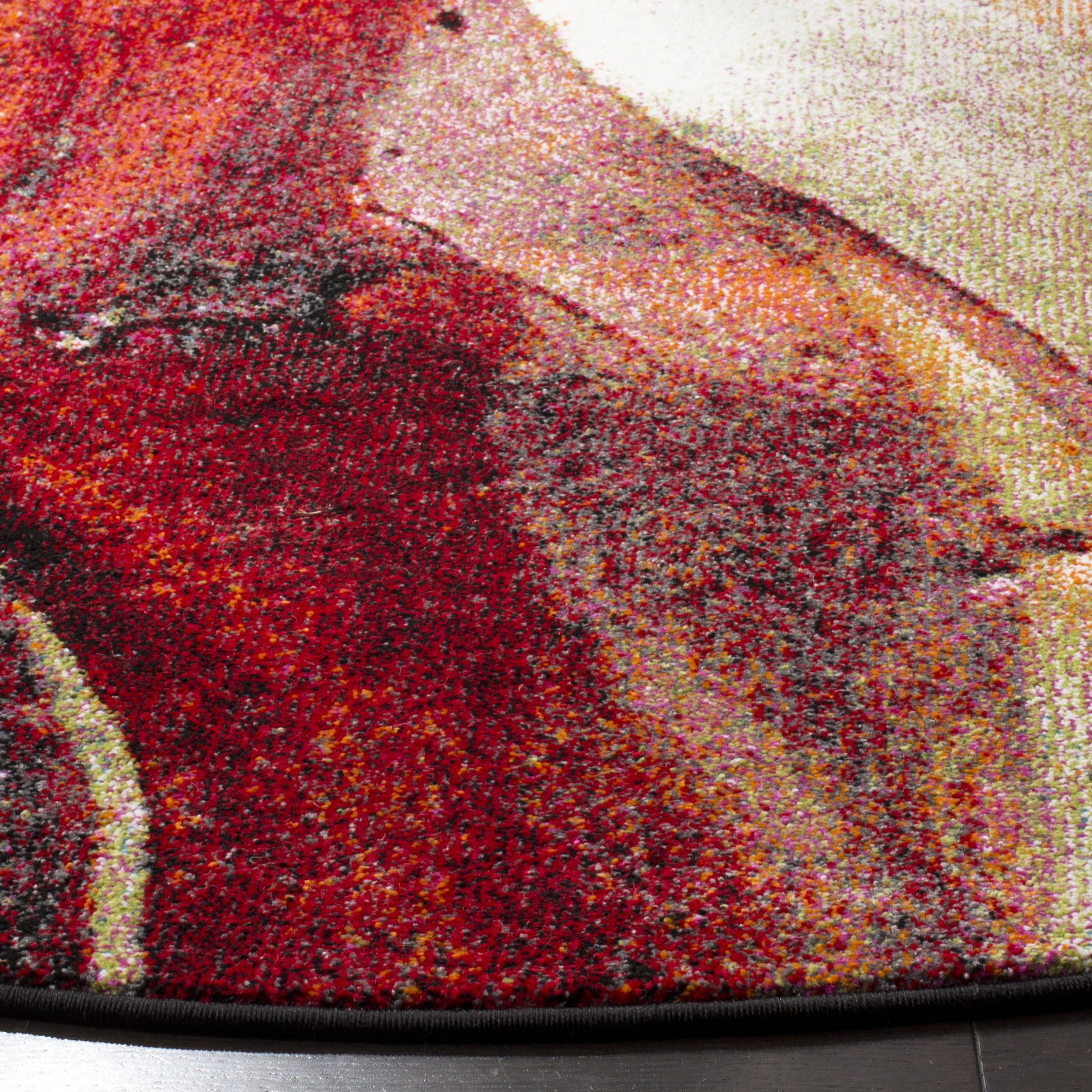 Arlo Home Woven Area Rug, GLA126A, Red/Multi,  5' 3" X 5' 3" Round - Image 2