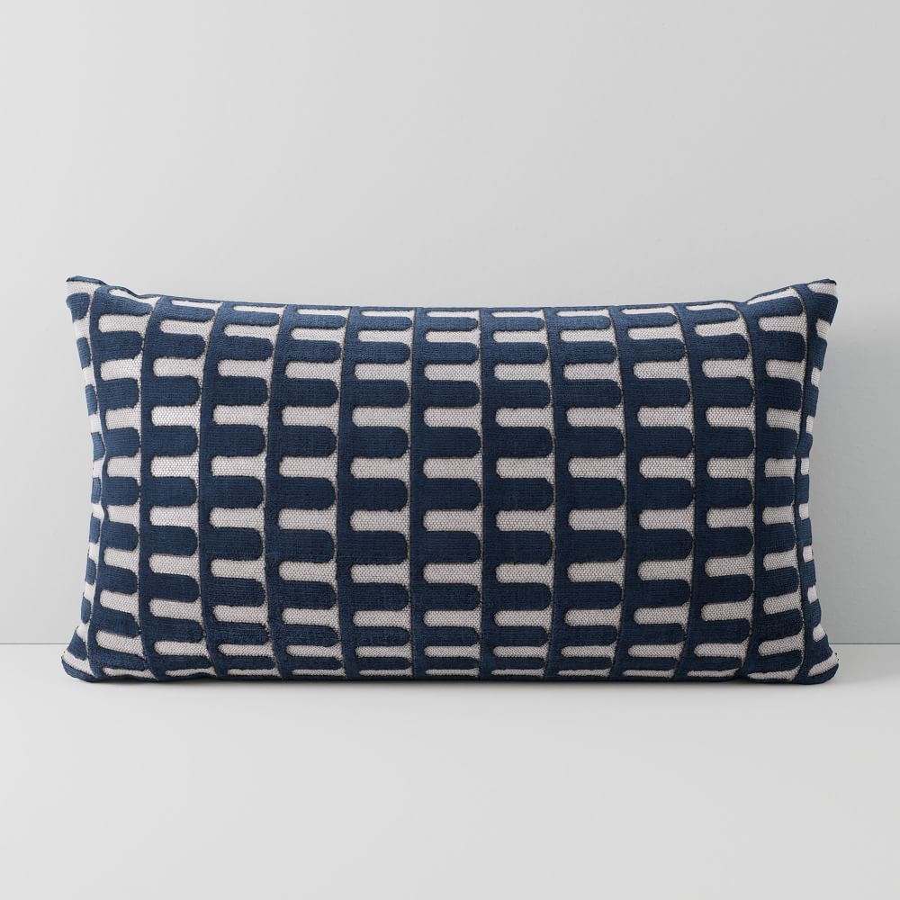 Cut Velvet Archways Pillow Cover, 12"x21", Regal Blue - Image 0