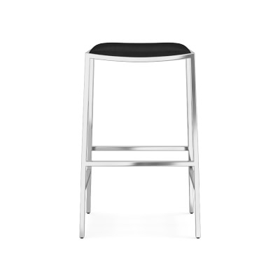 Dessau Backless Counter Stool, Milano Leather, Grey, Antique Brass - Image 2
