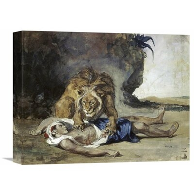 'Lion Rending Apart a Corpse' by Eugene Delacroix Painting Print on Wrapped Canvas - Image 0