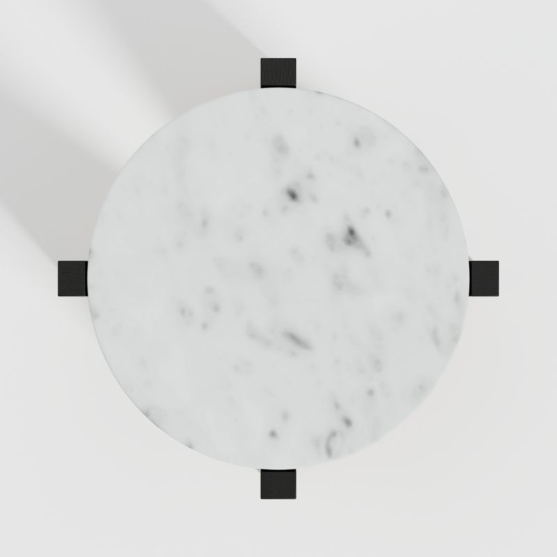 Miro White Marble Round End Table with Black Ebonized White Oak Wood Base - Image 3