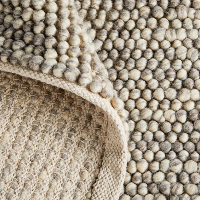 Orly Wool Blend Textured Cream and Grey Area Rug 6'x9' - Image 3
