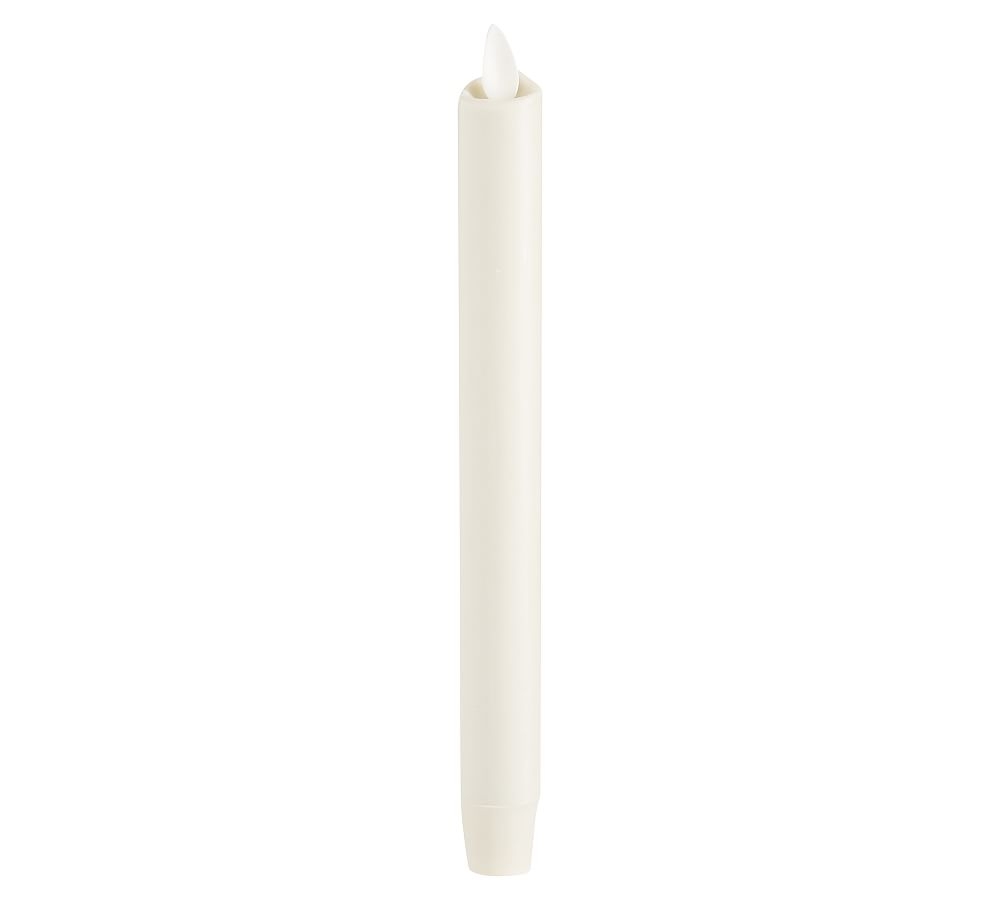 Premium Flicker Flameless Wax Taper Candle, White, Set of 2, 8'' - Image 0