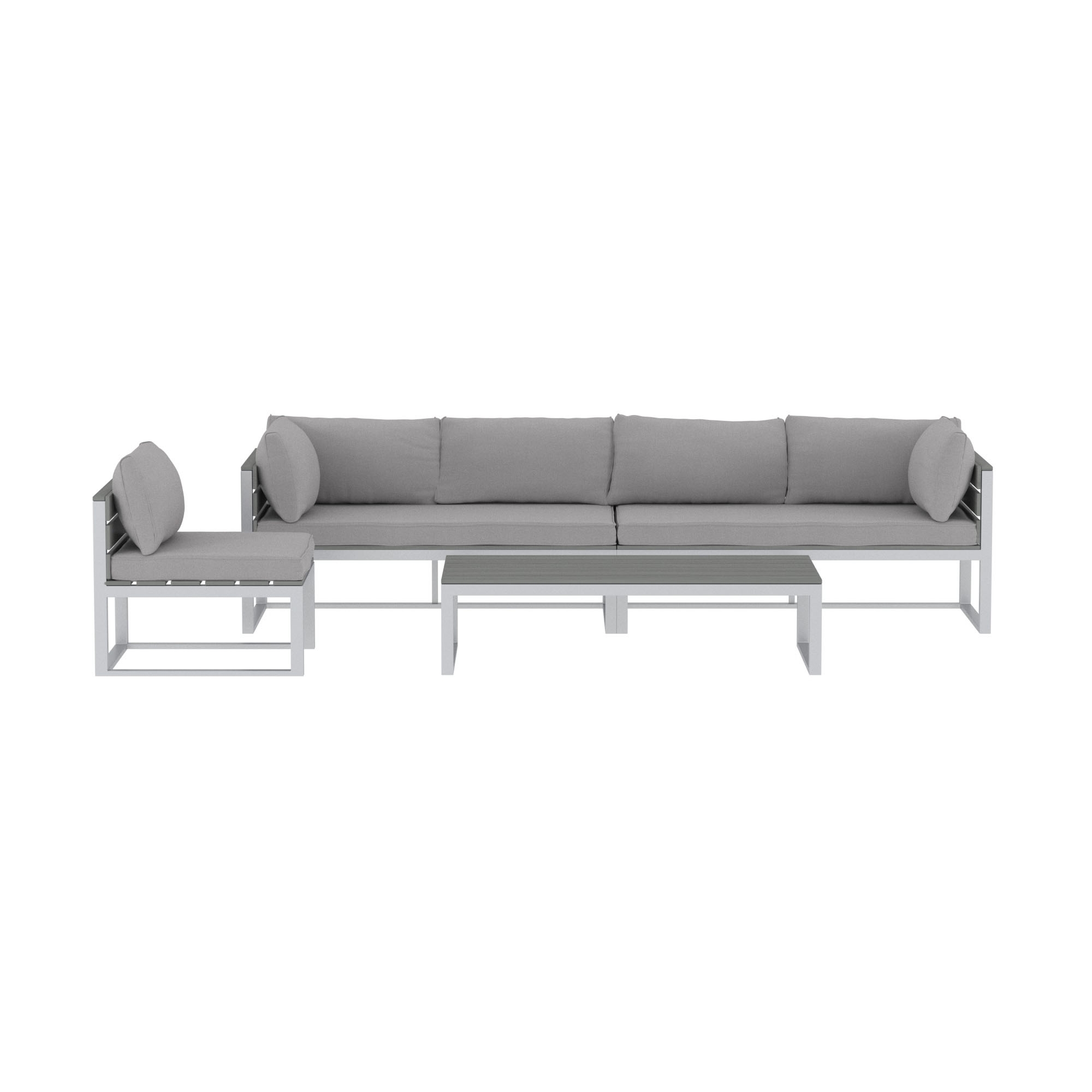 4-Piece Aluminum Outdoor Patio Conversation Set with Cushions - Grey - Image 1