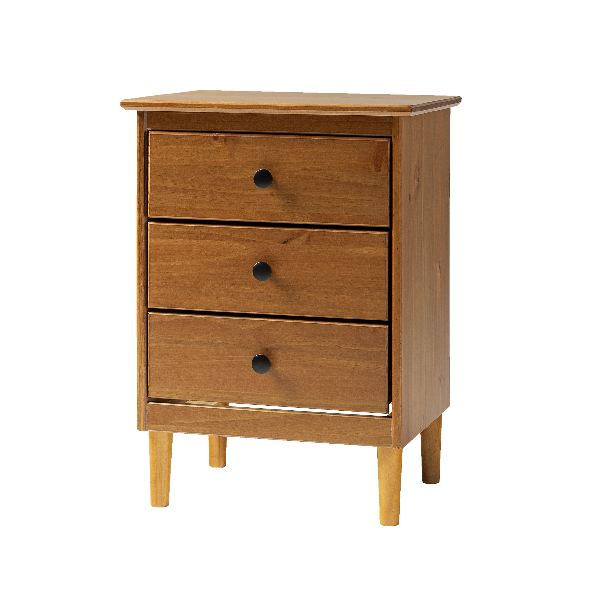 Modern 3 Drawer Nightstand - Caramel - Image 2