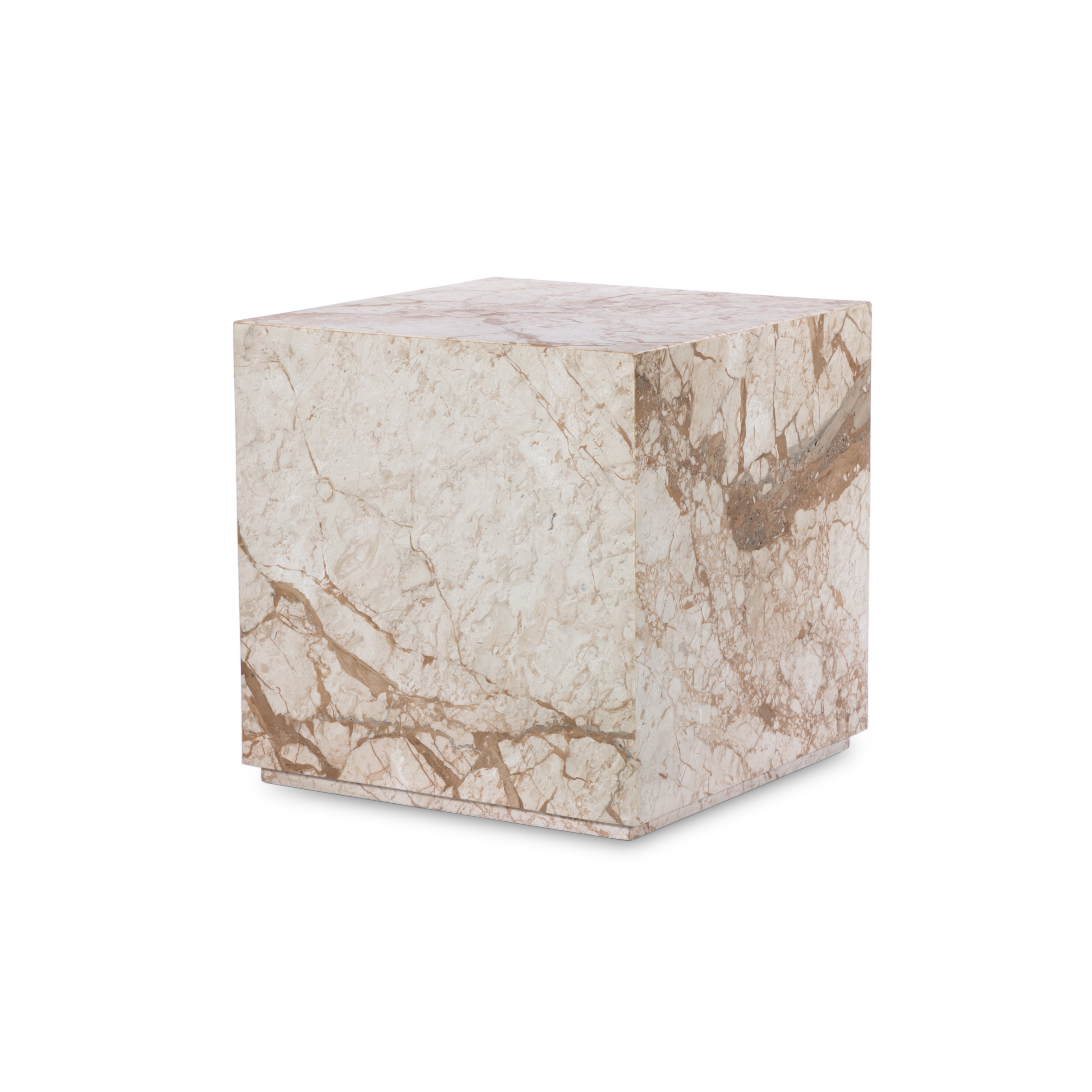 Modern Marble Plinth End Tbl-Desert Tpe - Image 0