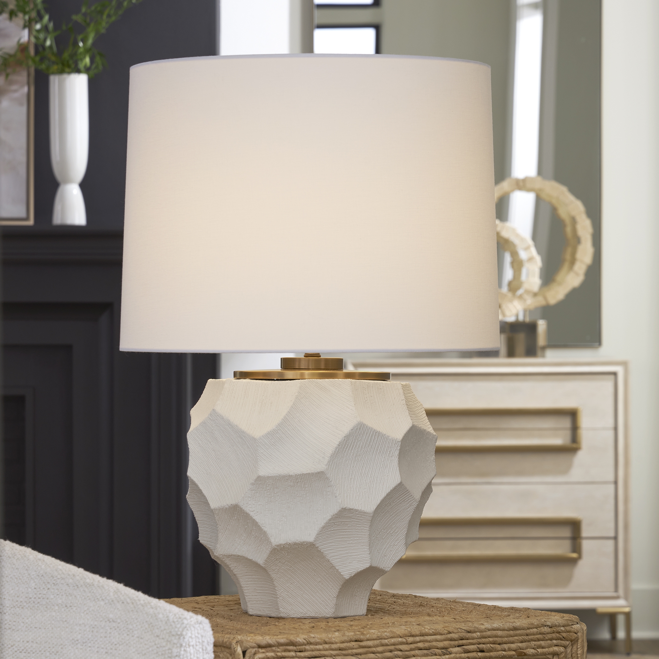 On Edge Chalk White Table Lamp - Image 1