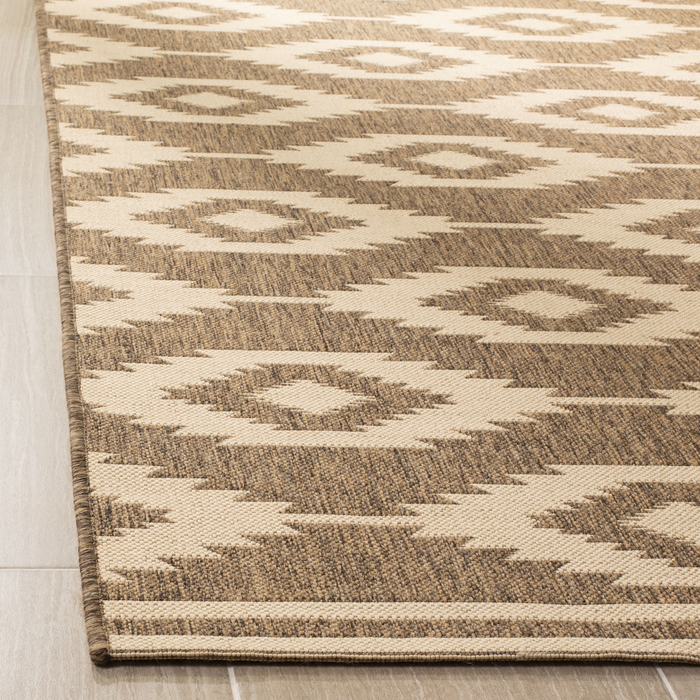 Arlo Home Indoor/Outdoor Woven Area Rug, LND171A, Cream/Beige,  5' 1" X 7' 6" - Image 2