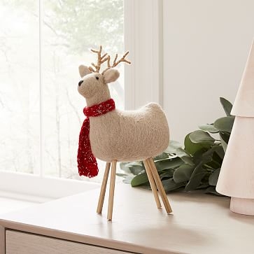 Decorative Felt Reindeer, Pale Gray, Medium - Image 0
