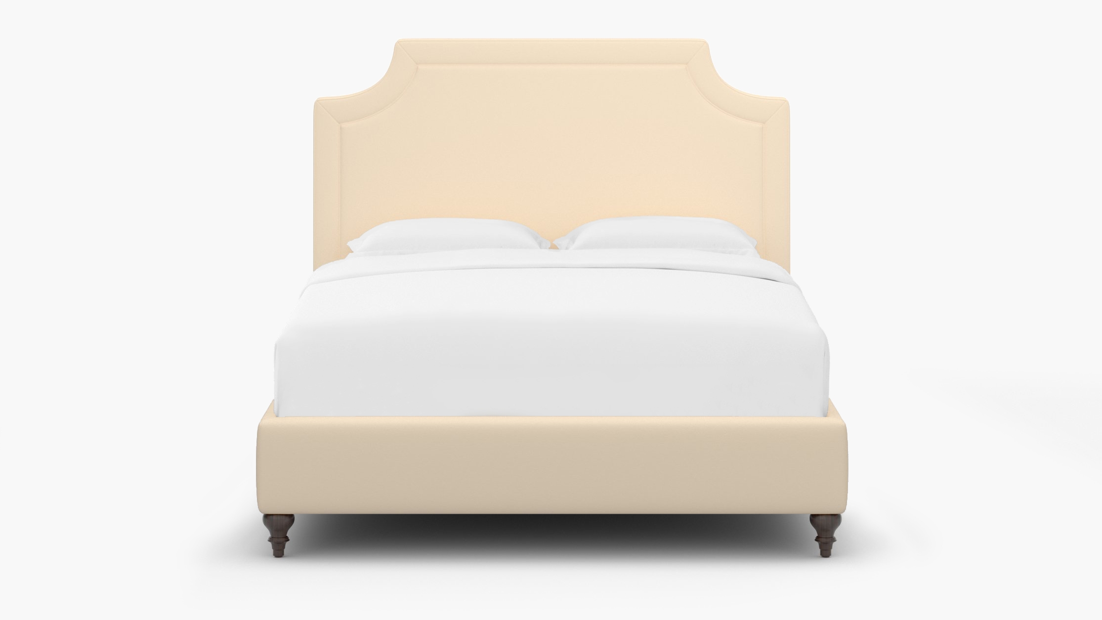 Deco Bed, Flax Twill, Espresso Traditional Turned Leg, King - Image 0