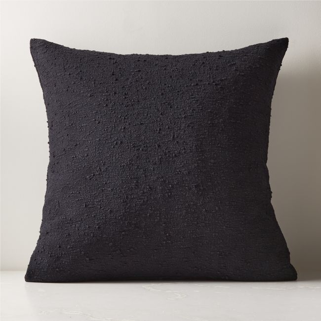 Black Boucle Throw Pillow with Feather-Down Insert 23" - Image 0