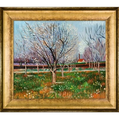 'Orchard in Blossom'by Vincent Van Gogh Framed Painting on Canvas - Image 0