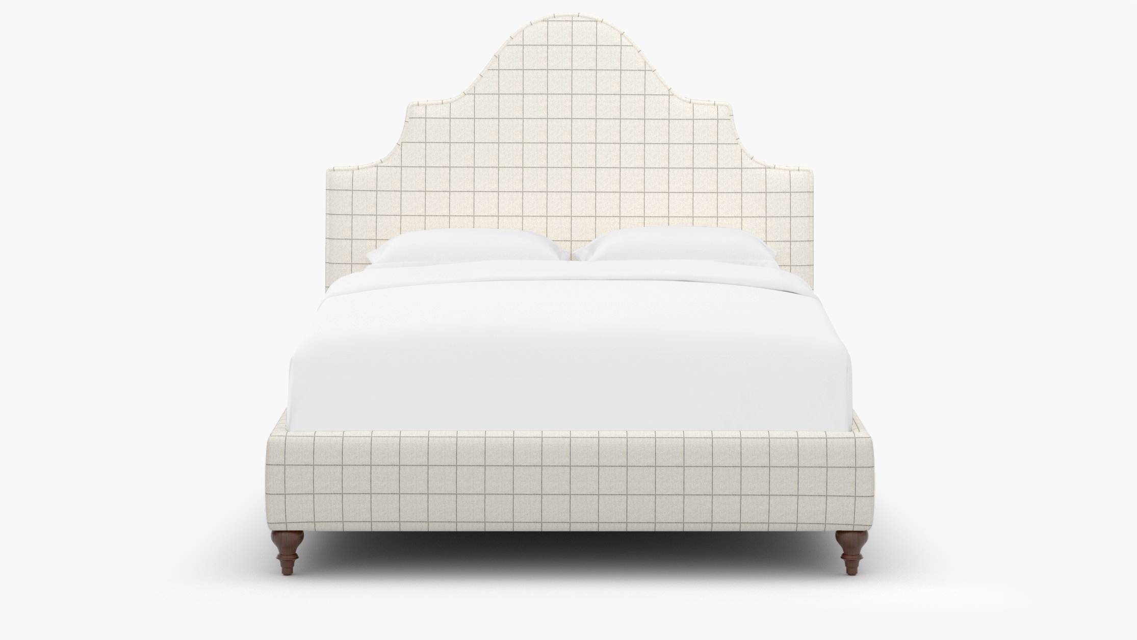 Statement Bed, Coal Windowpane, Walnut Traditional Turned Leg, Twin - Image 0