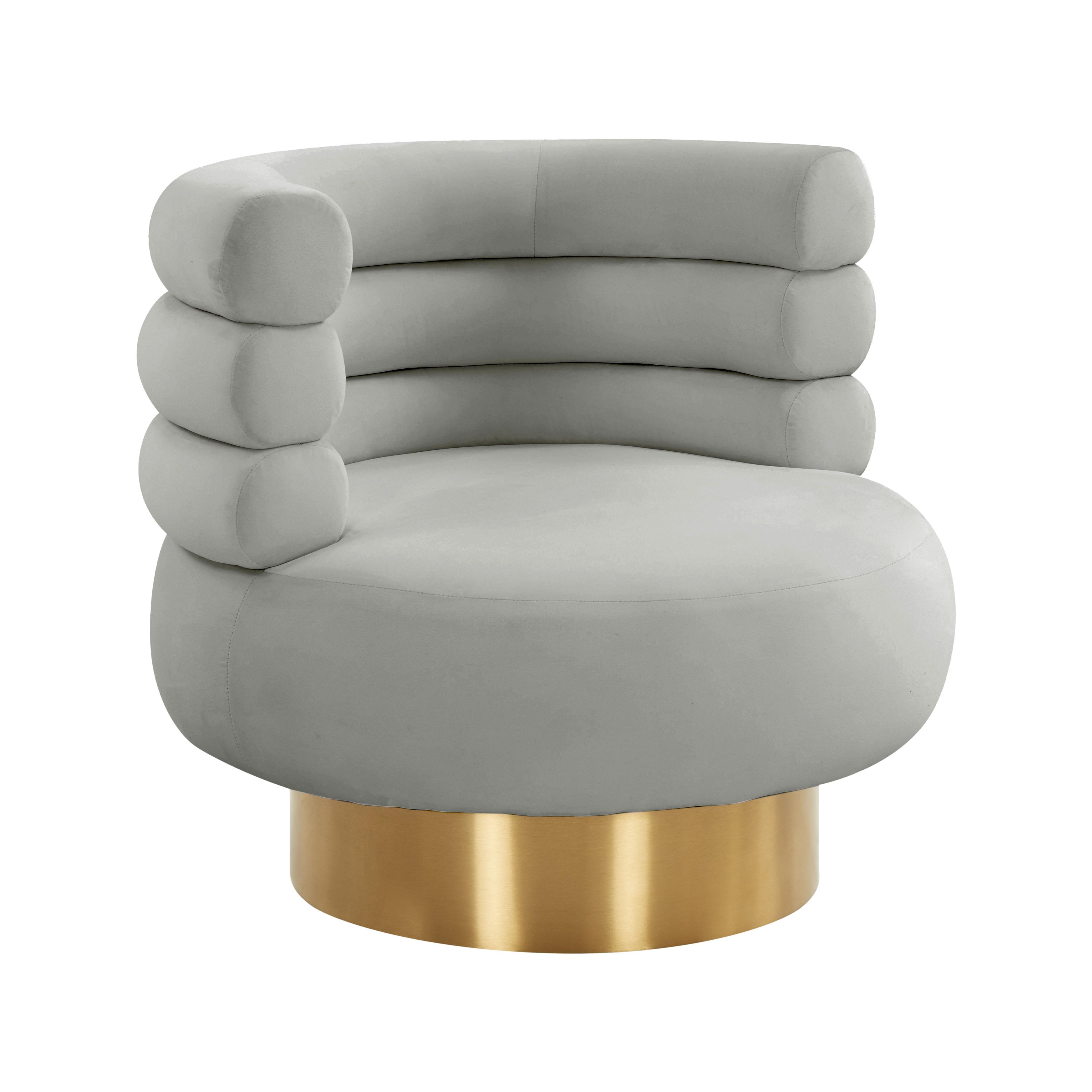Naomi Grey Velvet Swivel Chair - Image 0