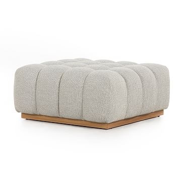 Channel Tufted Outdoor Ottoman,Upholstery,Natural - Image 0