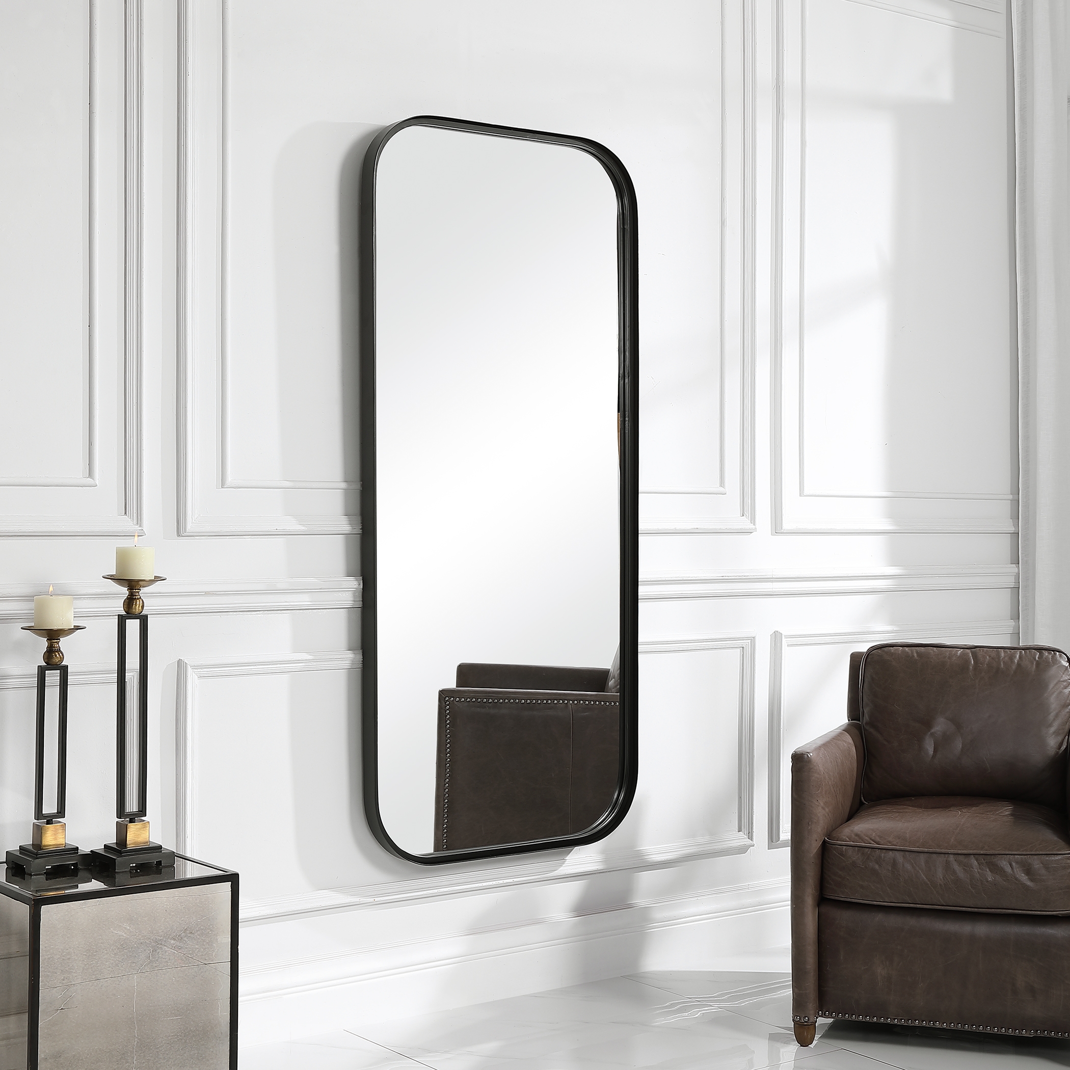 Concord Black Tall Iron Mirror - Image 1