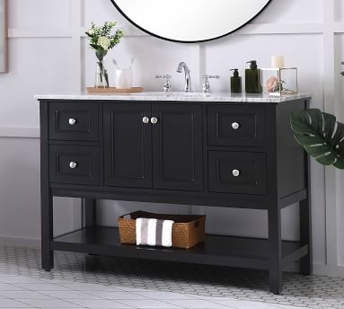 Taryn Single Sink Vanity, 2 Door, 4 Drawer, Black, 48" - Image 4
