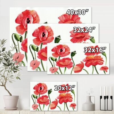 Vintage Red Poppies I - Traditional Canvas Wall Art Print - Image 0