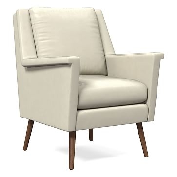 Carlo Mid-Century Chair, Poly, Vegan Leather, Snow, Pecan - Image 0