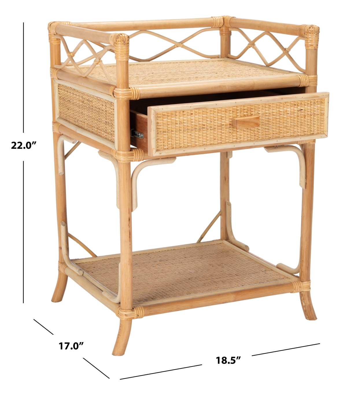 Rumi 1 Drawer 1 Shelf Nightstand - Natural - Safavieh - Image 7