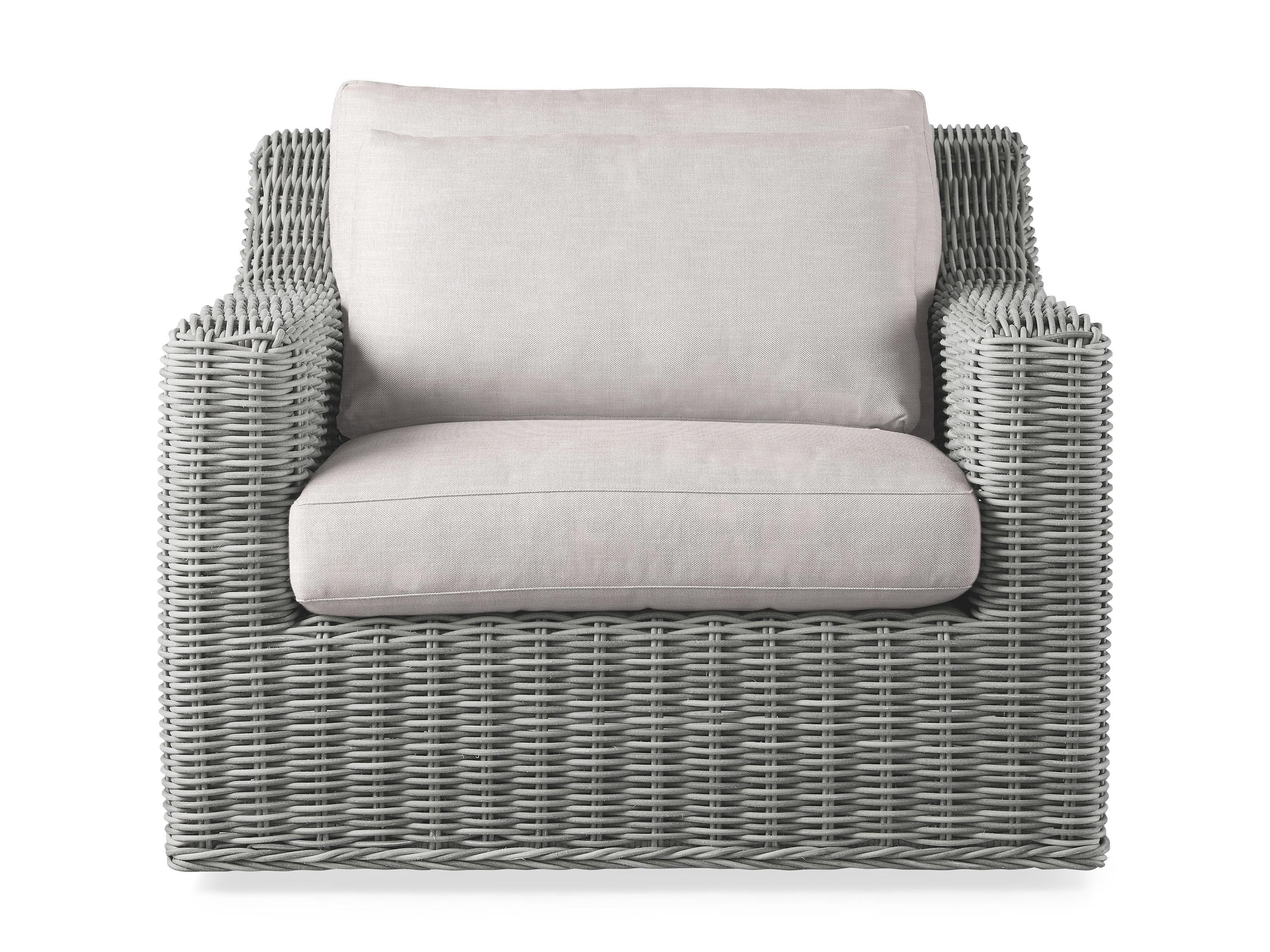 Montauk Outdoor Swivel Chair in All Weather Wicker Natural  Starboard Lace/Vista Grey - Image 0
