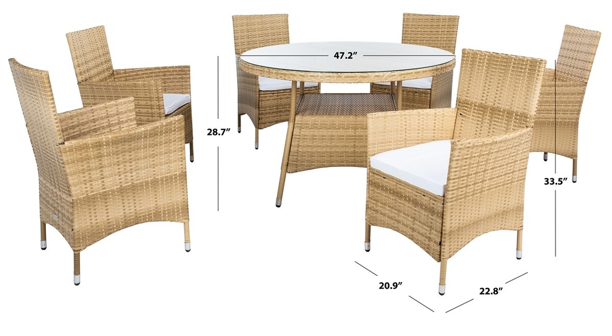 Challe Dining Set - Natural/White - Safavieh - Image 5