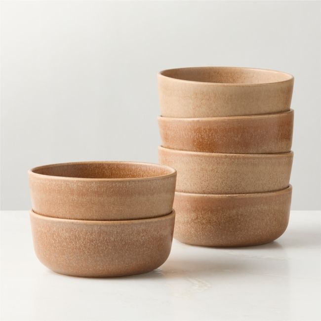 Drift Tan Soup Bowls with Reactive Glaze Set of 6 - Image 0
