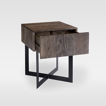 Modern Solid Wood + Iron Side Table - Image 1