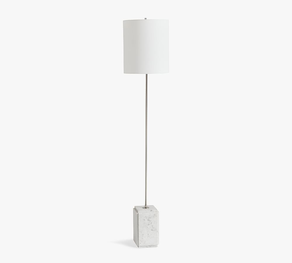 Amara Marble Floor Lamp, White with Amara Shade, White - Image 0