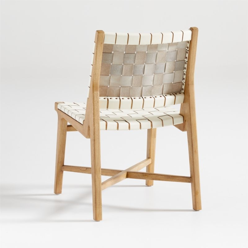 Taj White Woven Leather Dining Chair - Image 3