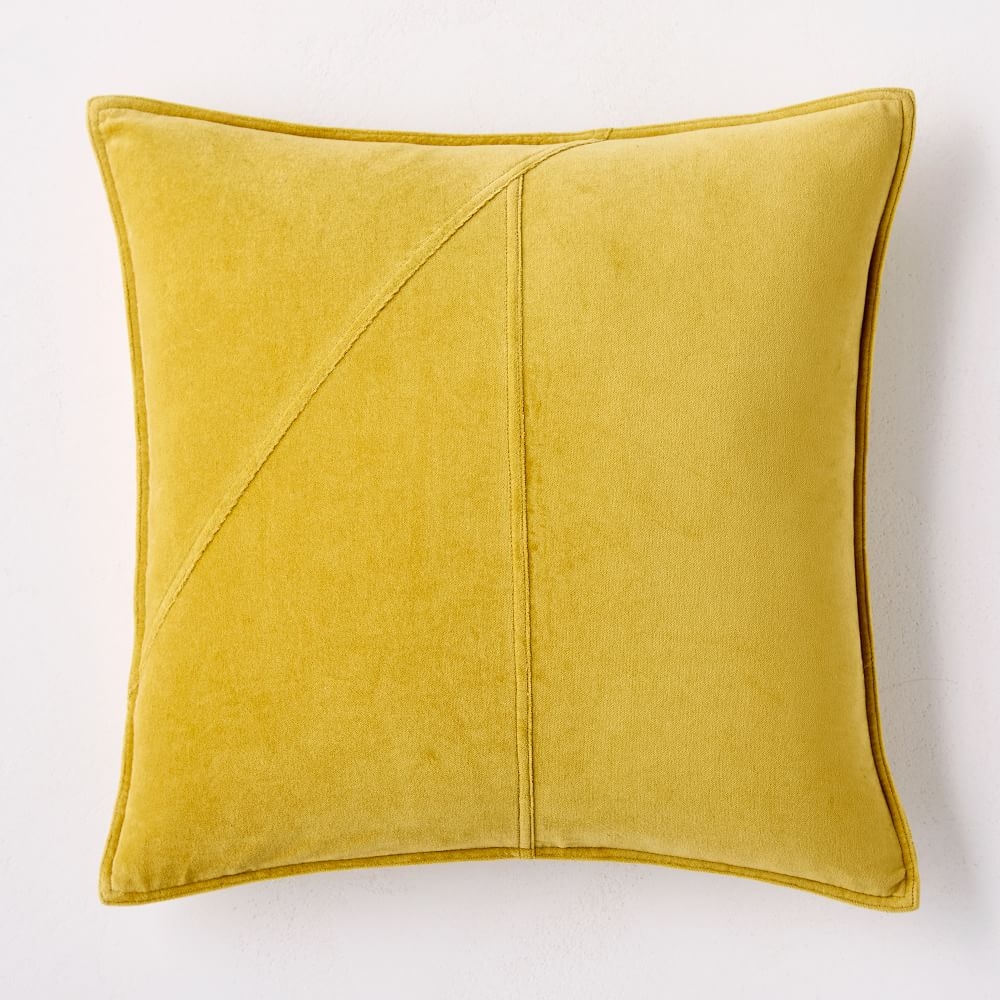Washed Cotton Velvet Pillow Cover, 18"x18", Dark Horseradish - Image 0