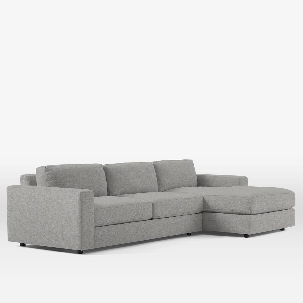 Urban Sectional Set 03: Left Arm 3 Seater Sofa, Right Arm Chaise, Poly, Chenille Tweed, Silver, Concealed Supports - Image 0