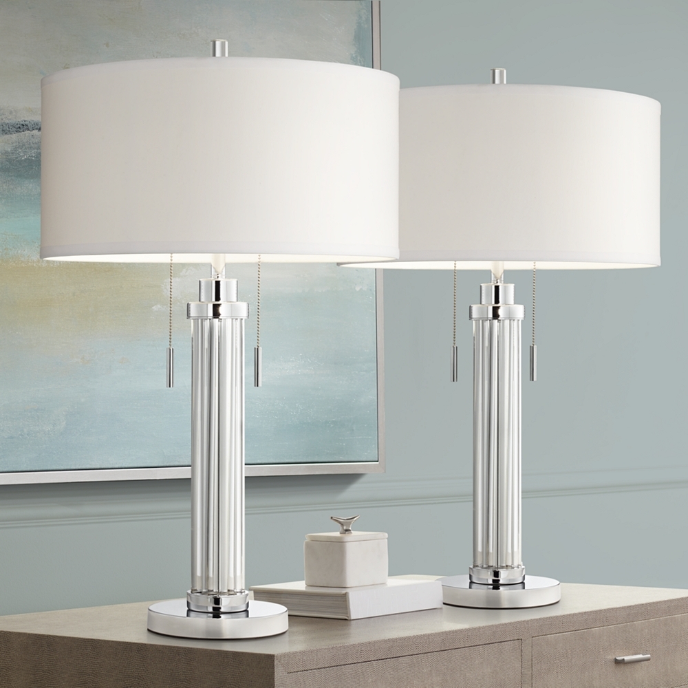 Possini Euro Cadence 30" Glass Column Table Lamps Set of 2 - Image 0