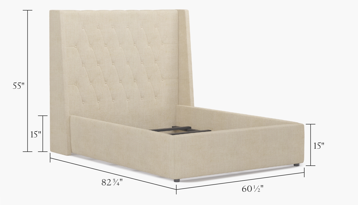 Tufted Wingback Bed, Olive Everyday Linen, Full - Image 2