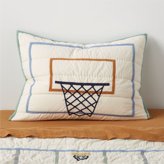 Modern Basketball Organic Cotton Kids Pillow Sham - Image 0