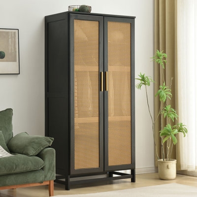 Albertha Solid Wood Wardrobe Rattan Doors - Image 0