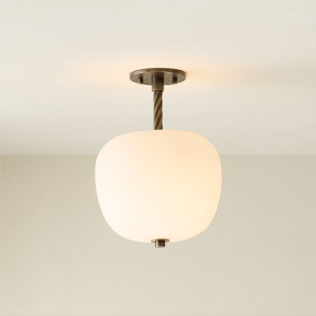 Thorne Dark Bronze Small Flush Mount Light with Opaline Glass Shade - Image 0