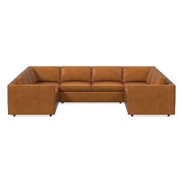 Harris 142" Multi Seat 5-Piece U-Shaped Sectional, Standard Depth, Vegan Leather, Saddle - Image 1